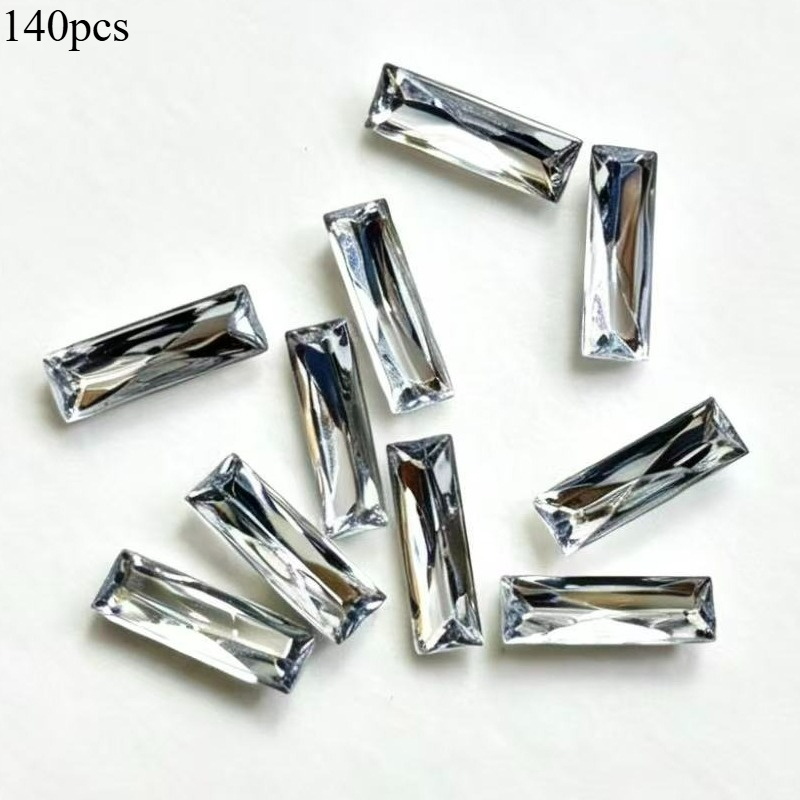 140pcs Rectangular Mixed Bag with Pointed Back Stickers